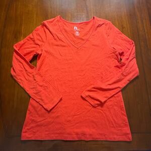It's Essentials Red/Orange Long Sleeved Tee Size Medium